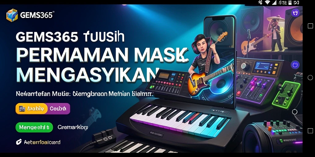 Screenshot utama GEMS365 menampilkan pemain menikmati gameplay musik yang seru.