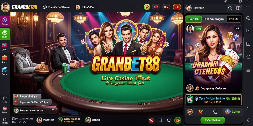 Tampilan utama gameplay Live Casino di GRANDBET88 yang mendebarkan.