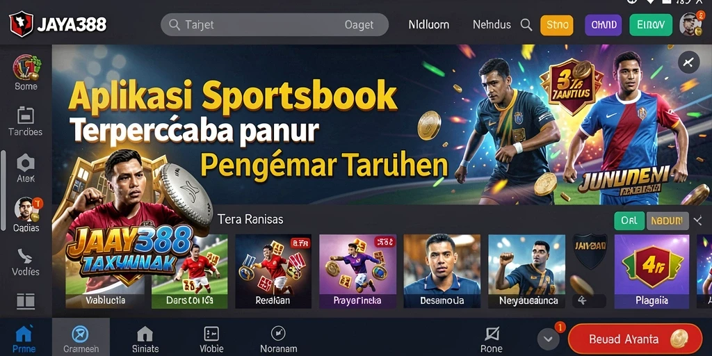 Tampilan utama JAYA388 menampilkan berbagai pilihan taruhan Sportsbook.