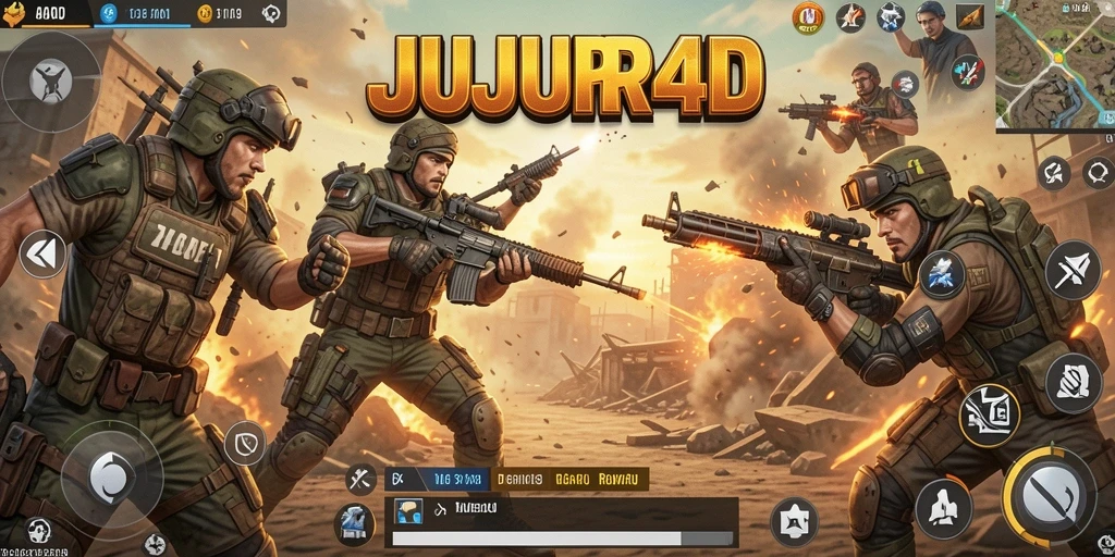 Tampilan gameplay seru dari JUJUR4D dalam pertempuran Battle Royale.