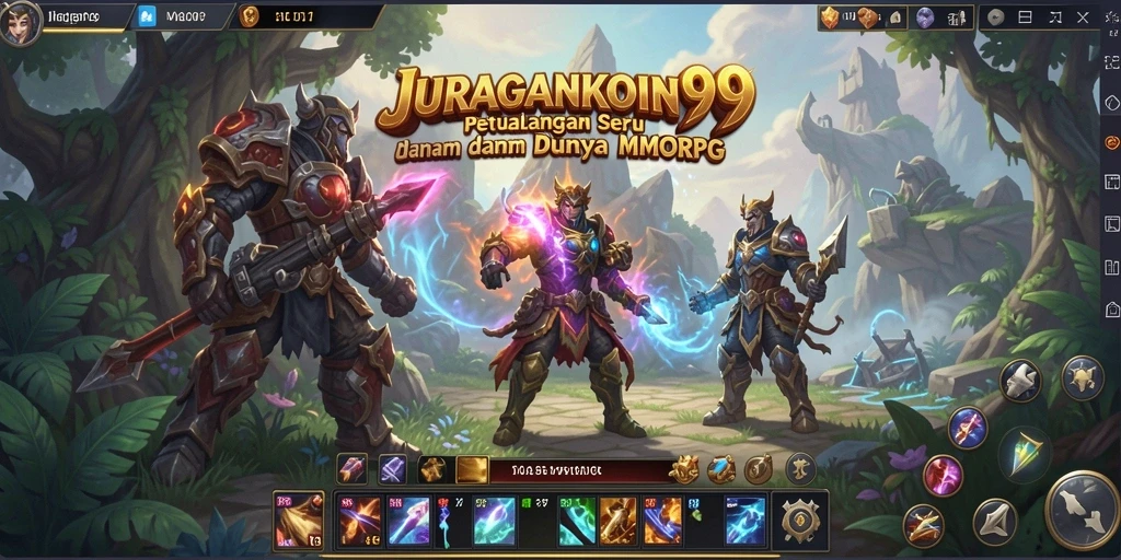 Screenshot menunjukkan aksi seru dalam gameplay MMORPG JURAGANKOIN99.