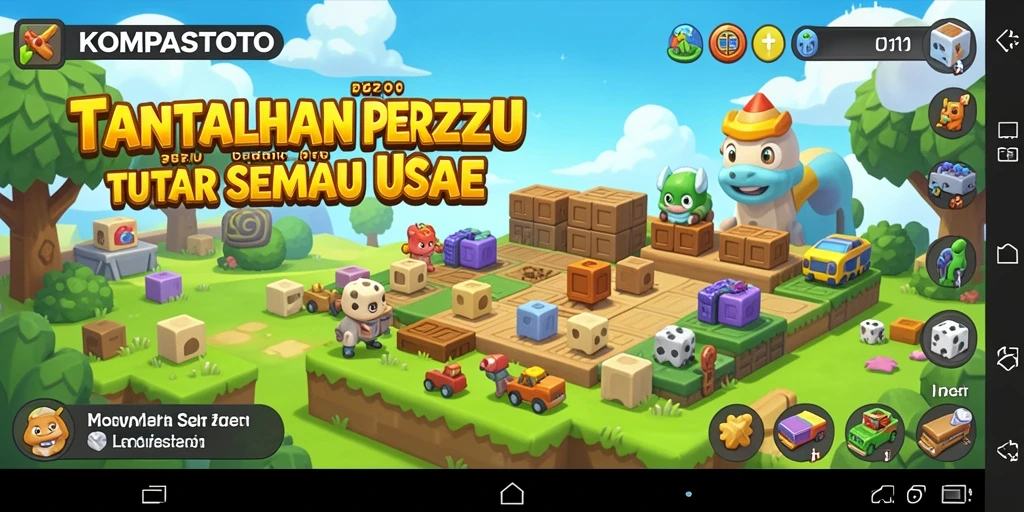 Gameplay seru KOMPASTOTO dengan berbagai teka-teki menantang.