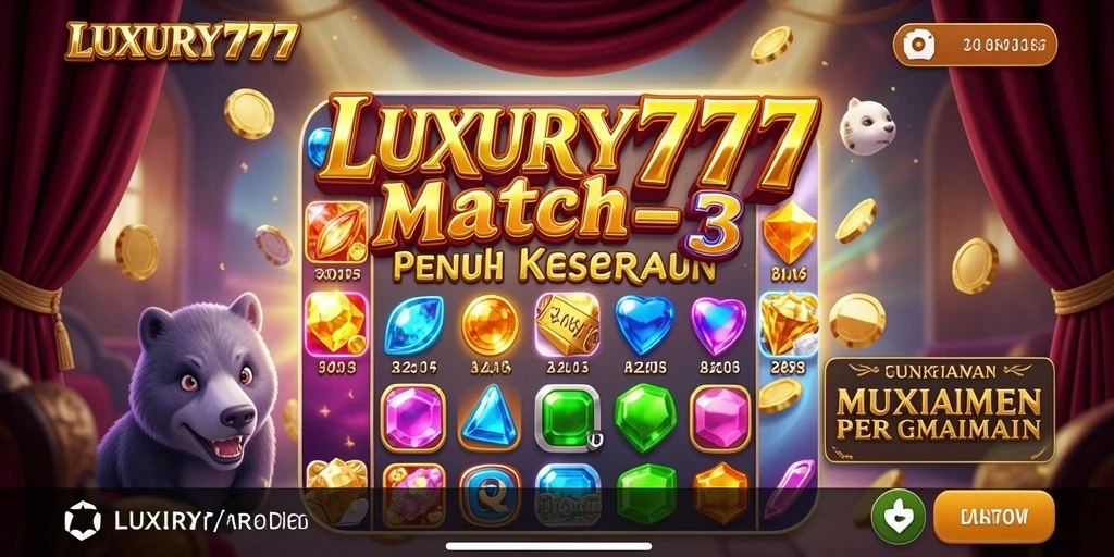 Screenshot utama LUXURY777 menampilkan gameplay seru dalam permainan Match-3.