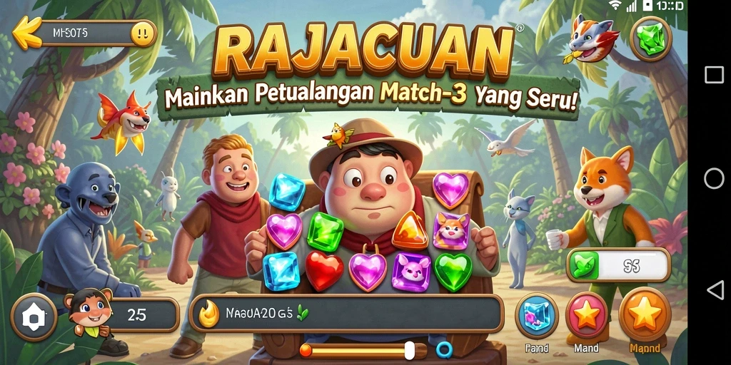 Tampilan gameplay RAJACUAN yang penuh warna dan menantang.