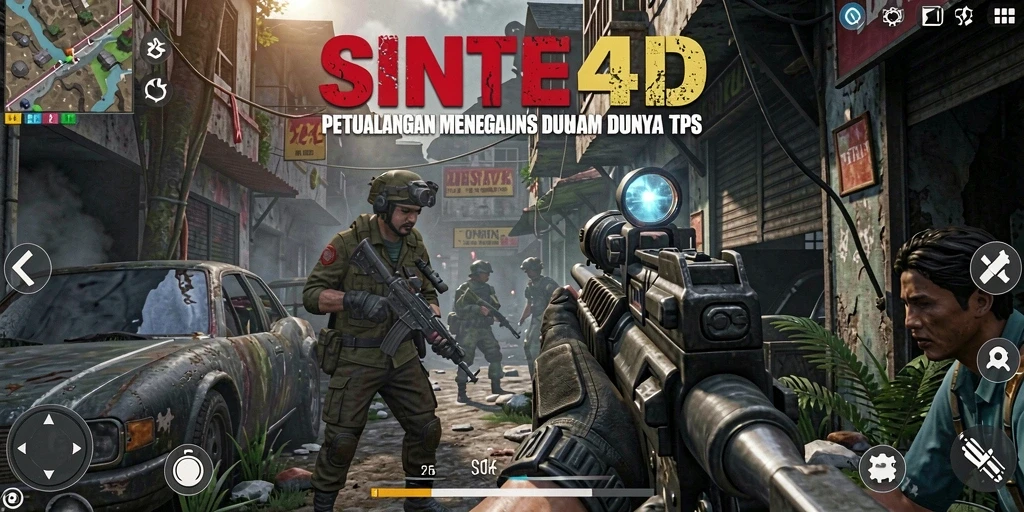Tampilan gameplay menegangkan dari SINTE4D dalam aksi TPS.