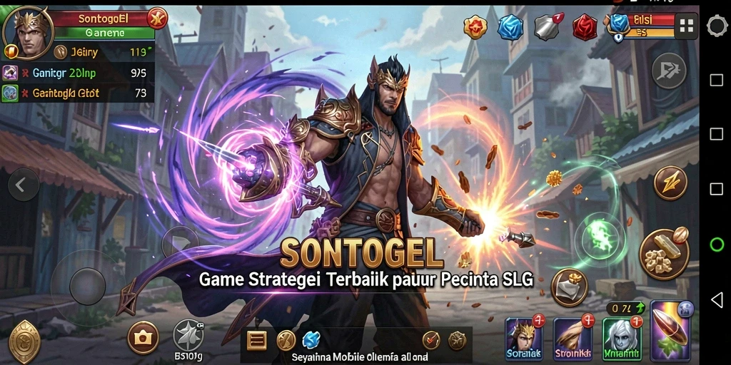 Screenshot gameplay SONTOGEL yang menunjukkan pertempuran epik.
