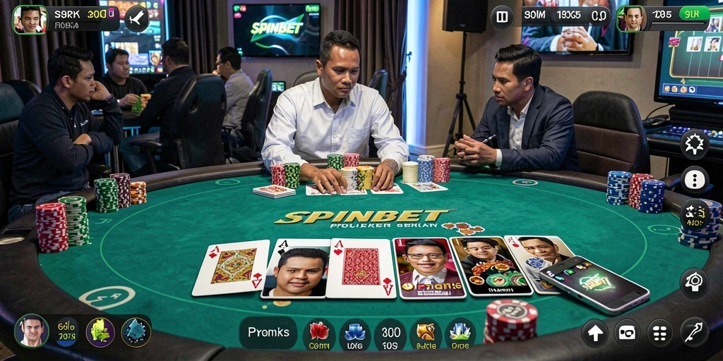 Tampilan gameplay menarik dari SPINBET dengan suasana Poker yang mendebarkan.