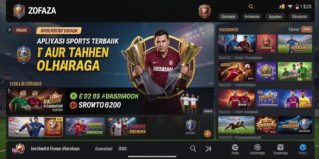 Screenshot ZOFAZA menampilkan fitur taruhan olahraga yang interaktif.